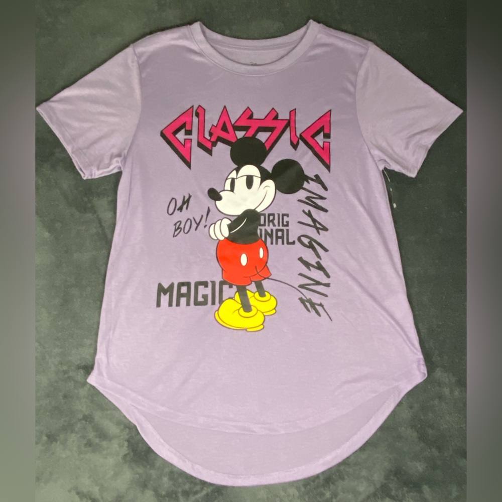 👚 Retro Disney Mickey Mouse T-Shirt - Lavender/Purple - Size M (7-9) Juniors